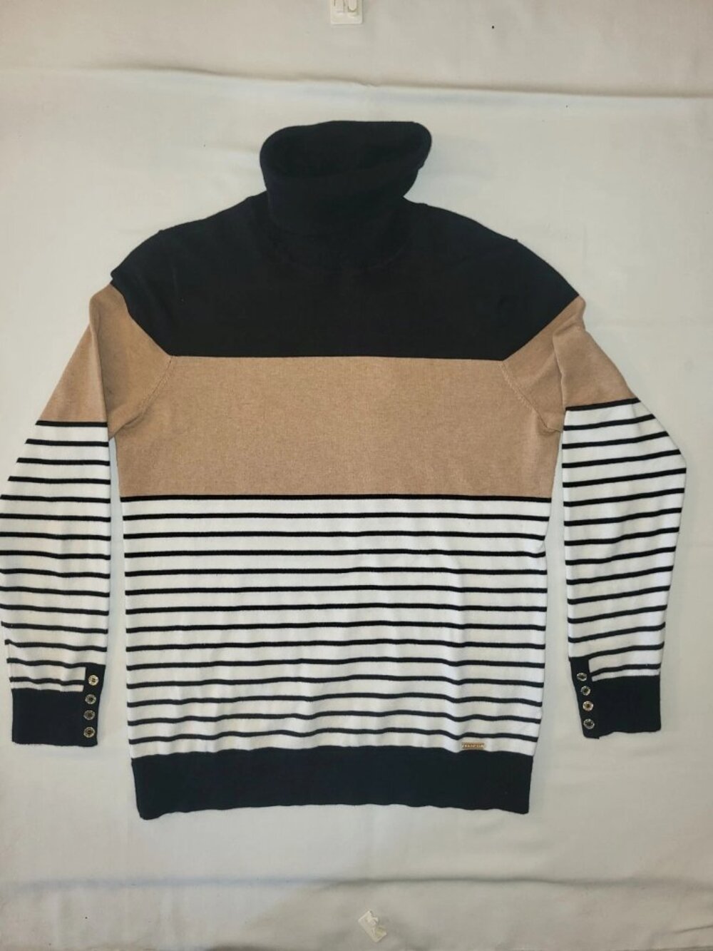 Tommy Hilfiger Turtleneck Sweater Women's Large Striped Knit Pullover